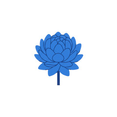 Stylized blue flower illustration, simple design isolated on white background