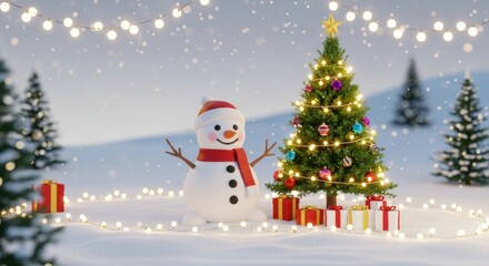 Obraz premium Gifts Under the Christmas Tree and the Yeti