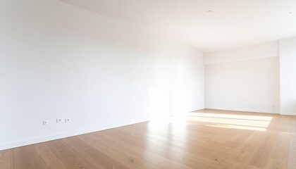 Fototapeta premium Bright Empty Room with Hardwood Floor and Sunlight