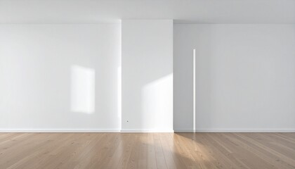 Empty Modern Room with White Walls and Wooden Floor
