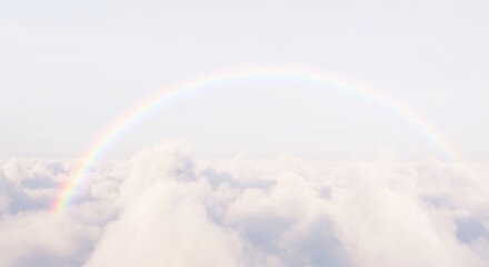 Arc-en-ciel pastel d�licat flottant au-dessus nuages doux lumi�re matinale. AI Generated