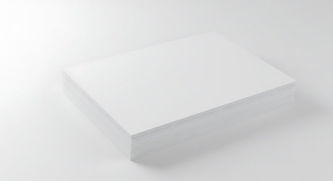 Stack of Blank White Paper Sheets on a Light Gray Background