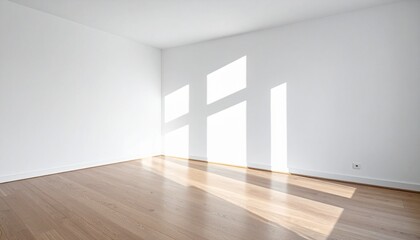 Bright Empty Room with White Walls and Wooden Floor