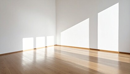 Minimalist Empty Room with Sunlight and Wood Floor