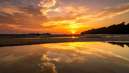 Sunset tide reflection light