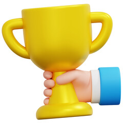 3D Hand Holding Trophy Icon