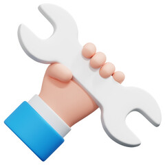 3D Hand Holding Wrench Icon