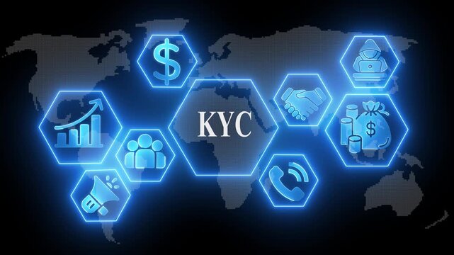 K Y C Know Your Customer Compliance Security Digital Network Global Business Finance Icons