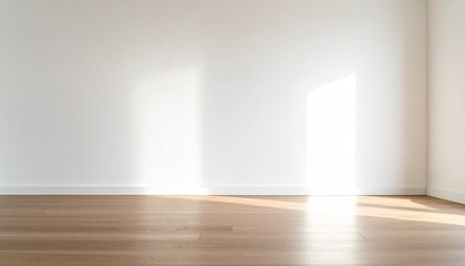 Minimalist Empty Room with Sunlight and Wooden Floor