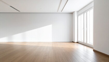 Empty Modern Room with Wooden Floor and Light