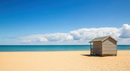 Seaside huts on golden sand