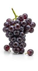 Delicious bunch of fresh dark grapes on a clean white background scene