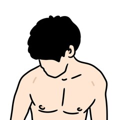 cartoon male body on white