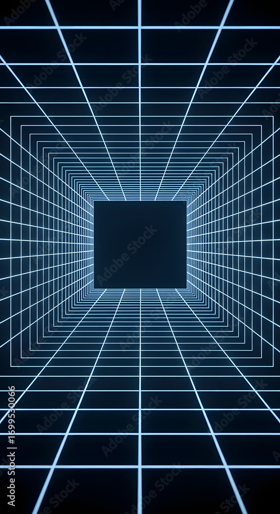 Aufkleber quantum tunnel: a mesmerizing display of luminous lines converge in an endless tunnel, creating a mo