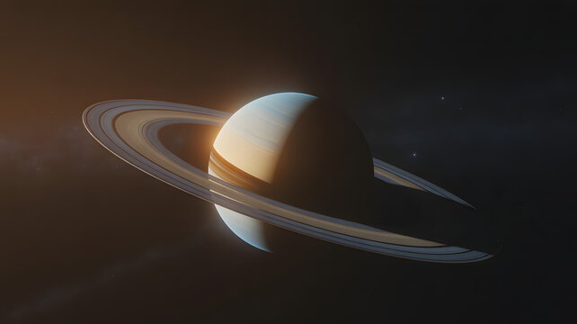 Saturn's Celestial Embrace: A captivating image of Saturn, showcasing its magnificent ring system and ethereal glow against the backdrop of the vast cosmos.