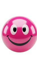 Fototapeta premium Bright Pink Emoticon with a Cheerful Grin on a Pure White Canvas