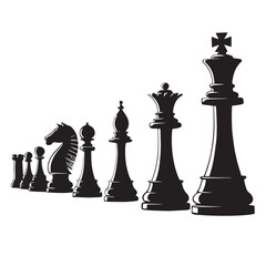 Black chess Silhouette Vector, High Quality Illustration on White Background