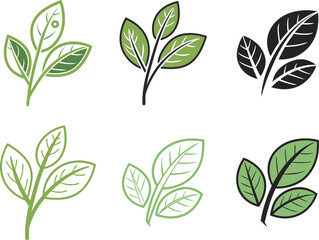three leaf vector icon set