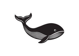 Whale silhouette vector design, simple ocean animal and marine mammal illustration.