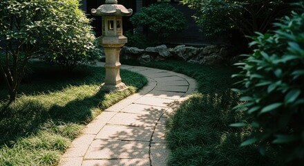 Paths guided by stone lanterns
