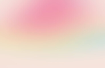 A soft gradient of pink, peach, and pale blue flows gently across the background, creating a light and cheerful atmosphere.