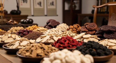 Close-up of the Chinese medicine placed