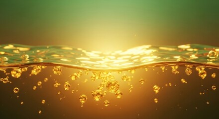 Bubbles dancing in golden liquid