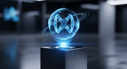 Futuristic technology hologram display innovation concept design