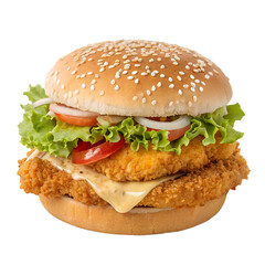 Crispy Chicken Burger on transparent background