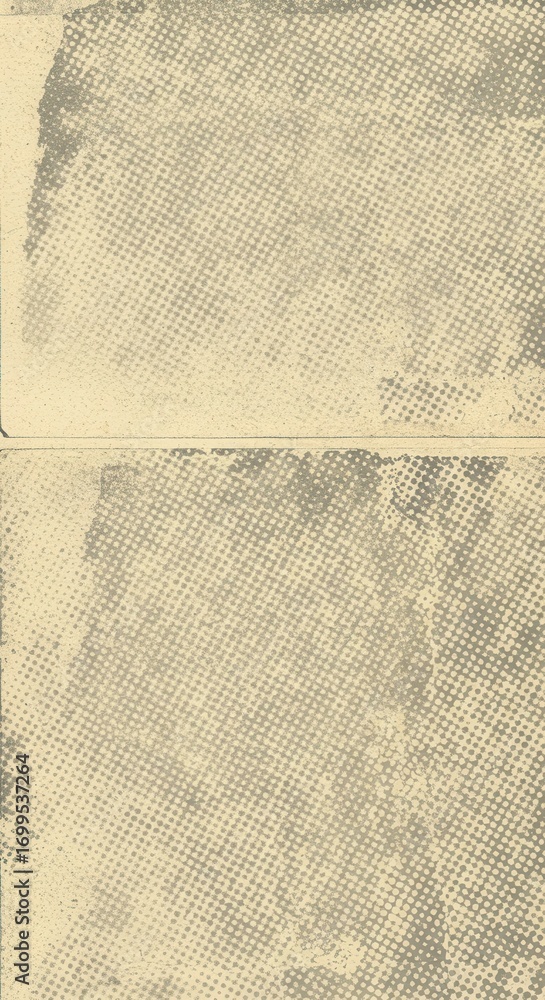Poster two-part aged paper texture with a halftone pattern displays a vintage, worn aesthetic.