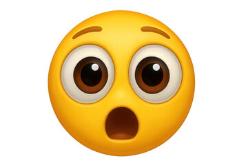 Fototapeta premium 3d rendered surprised emoji, mouth agape, eyes wide, expressing extreme shock on transparent background, digital emoticon