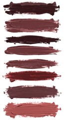 Various shades of rich, warm brown and rose-toned lipstick swatches, displayed on a clean white background.