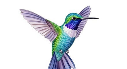 Fototapeta premium Watercolor Hummingbird Illustration, Isolated on White