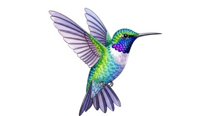 Obraz premium Watercolor Illustration of a Hummingbird in Flight