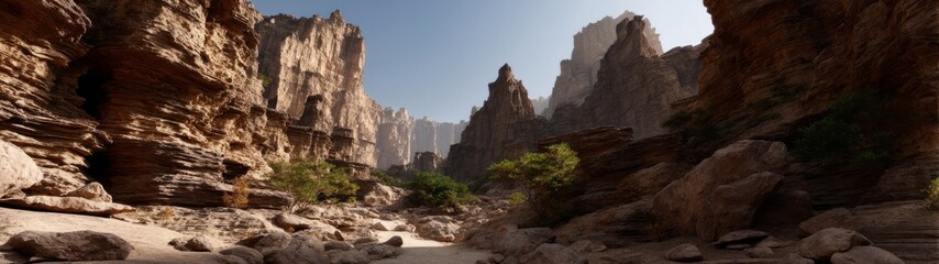 Fototapeta premium Hdr panoramic landscape in desert canyon