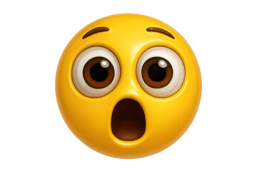 Fototapeta premium Surprised 3d emoji with bulging eyes and gaping mouth, expressing extreme shock on transparent background