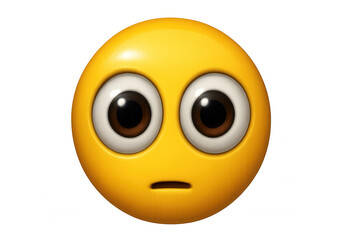 Fototapeta premium Perplexed 3d emoji with widened eyes and parted lips, expressing bewilderment against transparent backdrop