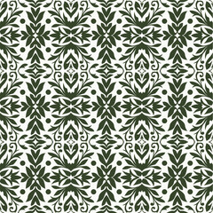 Seamless floral pattern. Vector illustration in green and white colors
