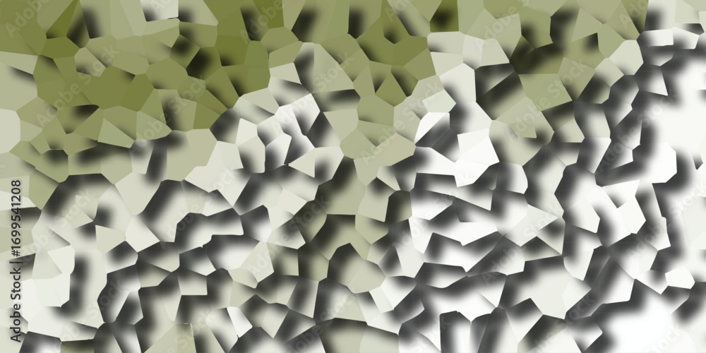 Poster abstract geometric mosaic pattern with shadow and light display in green and white tones creating a 