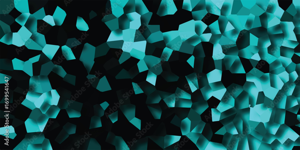 Poster abstract turquoise mosaic background with geometric shapes and gradient shadows for modern digital d