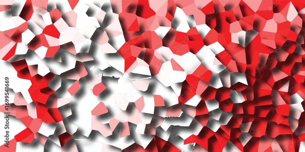 Aufkleber abstract red geometric pattern in polygon style with shading, ideal for graphic design and backgroun