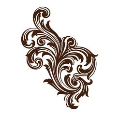 Elegant brown flourish design vector ornament for decorative backgrounds and invitations
