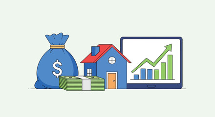 Fototapeta premium Real Estate Investment: Money, Property, and Growing Profits