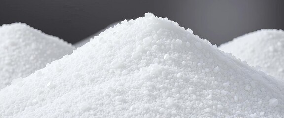 Obraz premium A massive mound of coarse white salt fills the frame, grain, volume