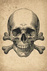 Vintage Skull and Crossbones Illustration