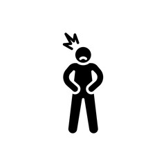 Hungry man icon. Simple glyph style. Poor man, hunger, stomach, pain, holding, person, abdominal, adult, constipation, ache, sad people concept. Silhouette, solid symbol. Isolated design.