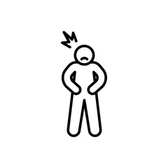 Hungry man icon. Simple outline style. Poor man, hunger, stomach, pain, holding, person, abdominal, adult, constipation, ache, sad people concept. Thin line symbol. Isolated design.