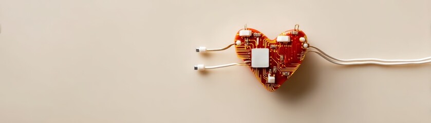 Building a Wellbeing Economy for Sustainable Growth, A heart-shaped circuit board symbolizing the fusion of technology and emotion.