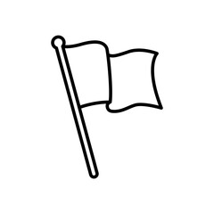 Waving flag icon. Simple outline style. Start, finish, pole, point, shape, location, pin, mark, map, pennant, flutter, place marker concept. Thin line symbol. Isolated design.