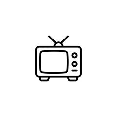 Old TV icon. Simple outline style. Television, channel, broadcast, news, media, watch, vintage, antenna, retro, screen, analog, technology concept. Thin line symbol. Isolated design.